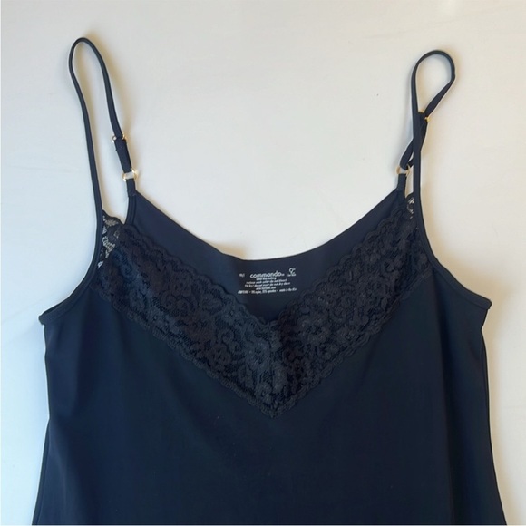 Commando Mini Cami V Neck Lace Slip Dress In Black - Picture 3 of 6